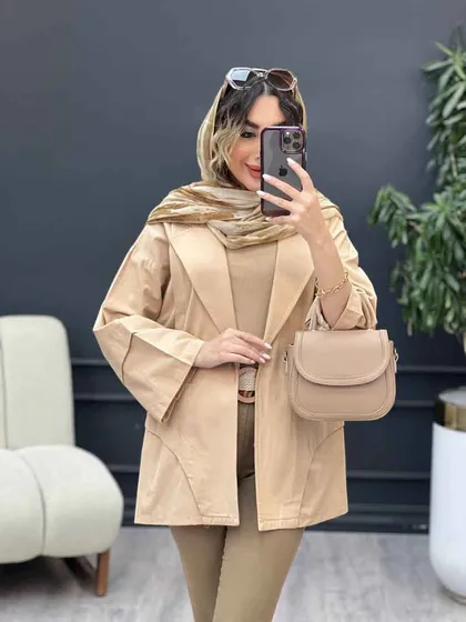 مانتو برش هلالی دو جیب نما