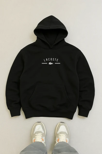 هودی مشکی طرح Lacoste