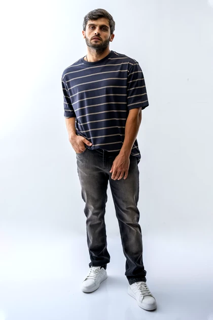 تیشرت آستین کوتاه راه راه مردانه