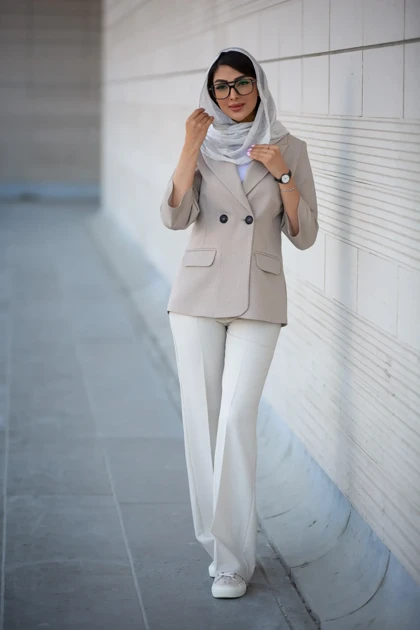 کت زنانه یقه بلیزر آستین 3ربع