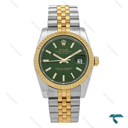 ساعت مردانه رولکس دورنگ طلایی صفحه سبز Rolex-8254-G