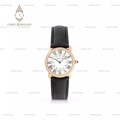 ساعت مچی کارتیه صفحه سفید بند چرمی مشکی Cartier