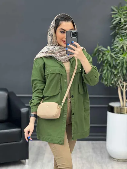 مانتو کتان چهار جیب پرچ پارلا