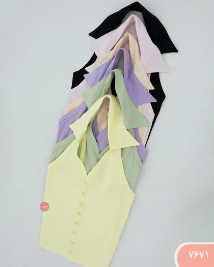 تاپ رنگی یقه دار 7671