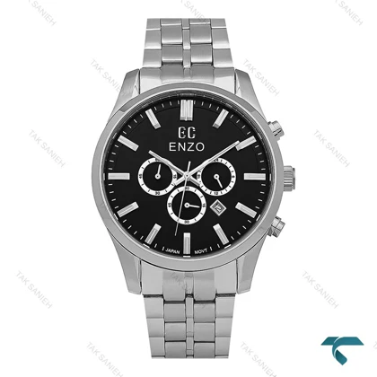 ساعت انزو مردانه EC-3122 کورنوگراف سیلور صفحه مشکی Enzo-8781-G