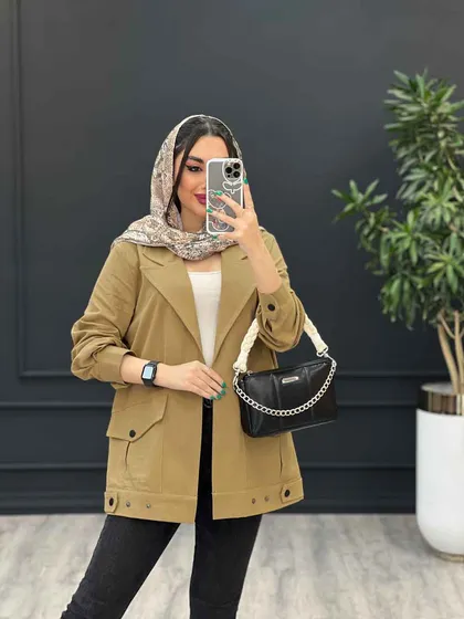مانتو لینن جیب پاکتی بغل پاگن