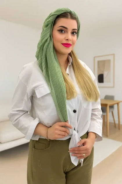 شال پلیسه حصیری راه راه - شال لوکس چهار فصل با طراحی مدرن