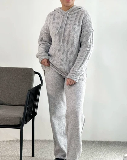 ست هودی و شلوار بافت کد 4175