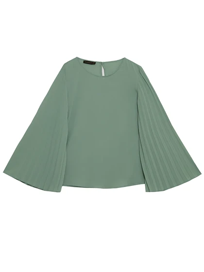 بلوز زنانه کرپ حریر آستین کلوش پلیسه 40103