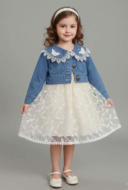 کت جین و سارافون مدل پروانه