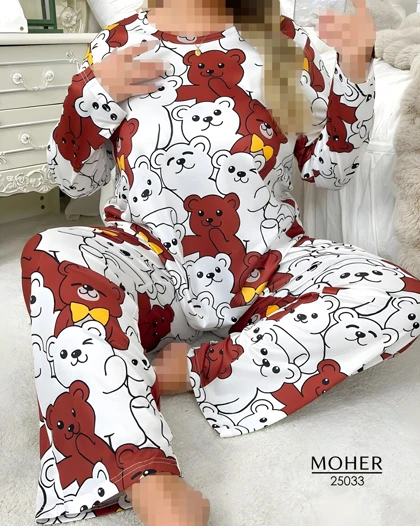لباس راحتی زنانه سایز بزرگ طرح خرسی
