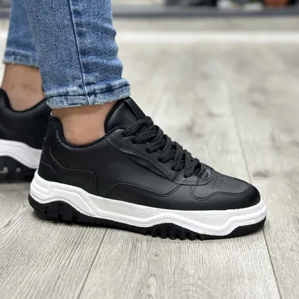 کفش برشکا مردانه مشکی زیره سفید bershka