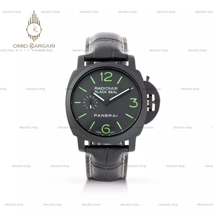 ساعت مچی پنرای رادیومیر بند چرمی مشکی صفحه مشکی Panerai Radiomir