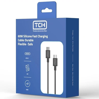 کابل شارژ دوسر تایپ سی تی سی اچ TCH مدل CB100CTC توان 60 وات