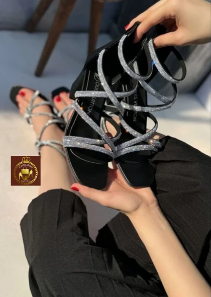 صندل نگینی مجلسی زنانه دور مچی نگین ساده