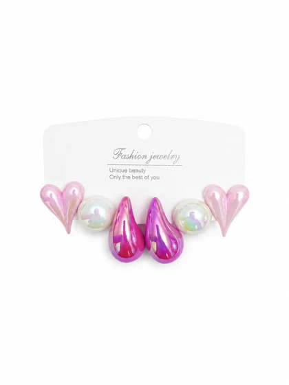 پک گوشواره 3 جفتی صورتی