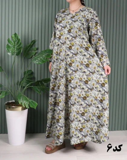 پیراهن نخی کلوش جیب‌دار 7107