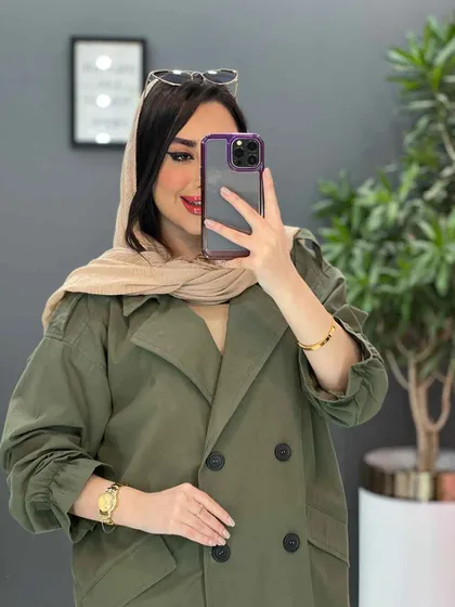 مانتو کتی چهاردکمه آستین کش