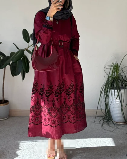 مانتو کتان با خرج کار مخمل کوب