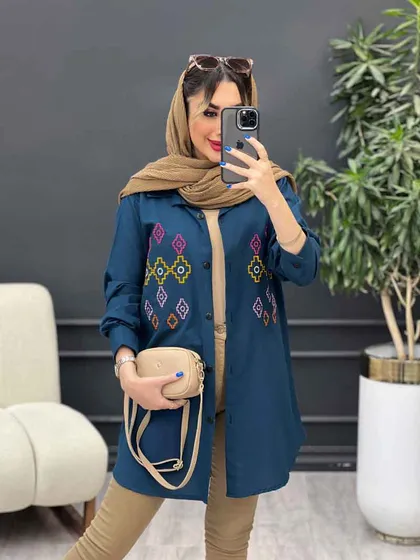 مانتو لینن طرح لوزی