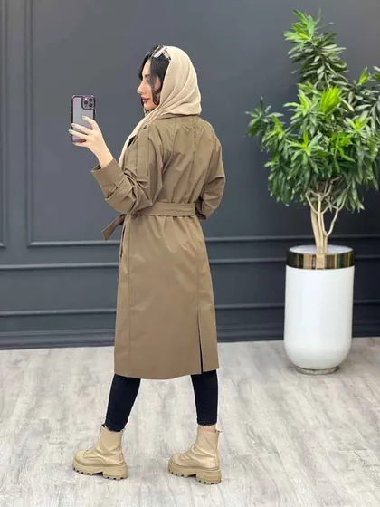 بارانی بلند ژیله دو دکمه