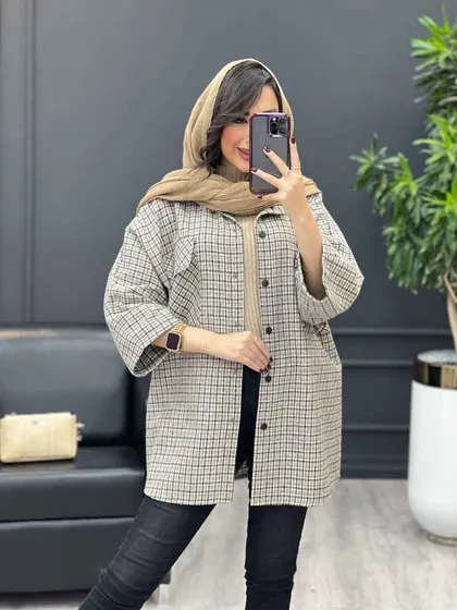 شکت چهارخونه آستین کیمینو