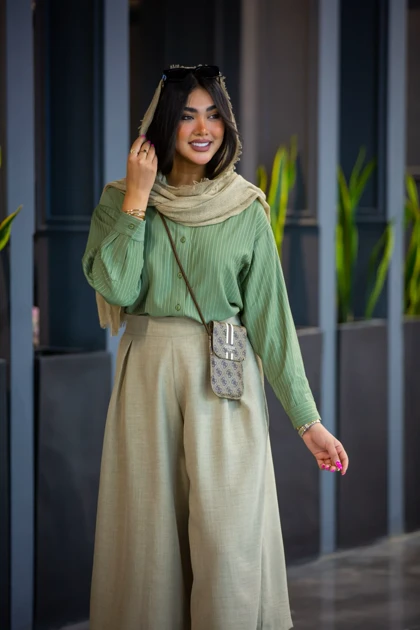 مانتو پیراهنی کراپ خطی