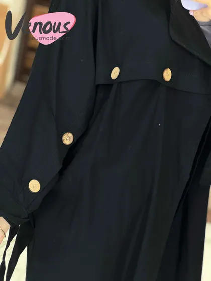 مانتو لینن دکمه چوبی