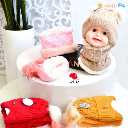 کلاه شالگردن رینگی 2 پوم داخل خز 2 تا 6 سال