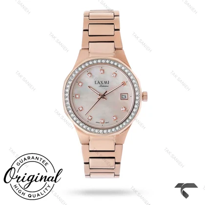 ساعت لاکسمی زنانه تمام رز 8113-1 دورنگین صفحه صدف Laxmi-9116-L