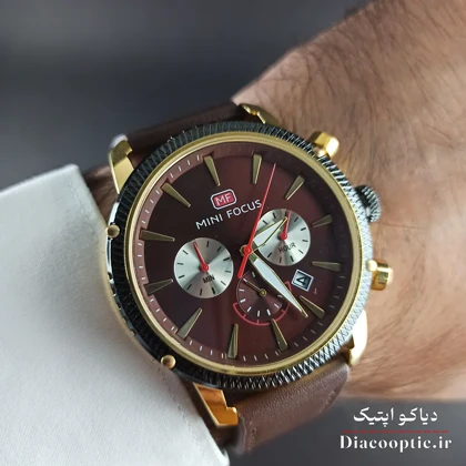 ساعت مچی مردانه اورجینال موتور ژاپن برند مینی فوکوس سه موتور مدل Mf0046G.05 بند چرم
