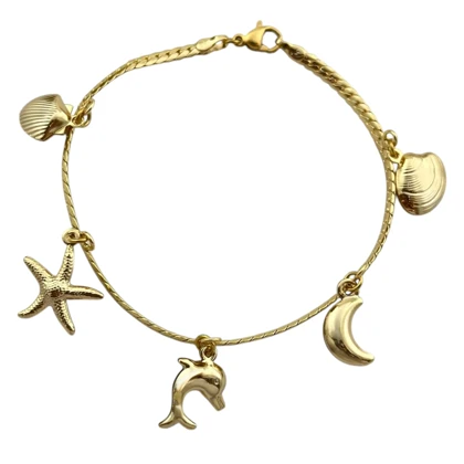 دستبند زنانه ژوپینگ طرح کارتیه با آویز دریایی و صدف