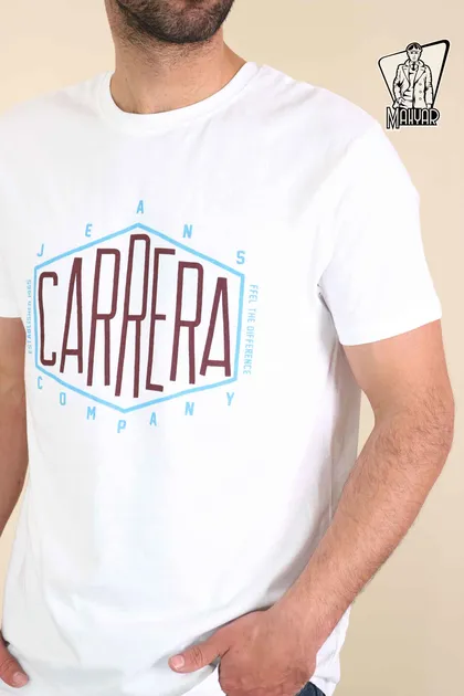 تیشرت سفید آستین کوتاه CARRERA