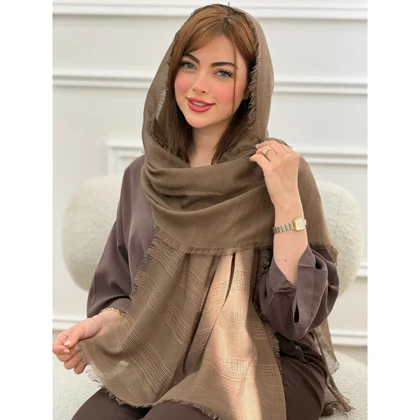 شال نخی ساده حاشیه حصیری دورریش