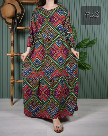 پیراهن نخی طرح آیدا خارجی U7597