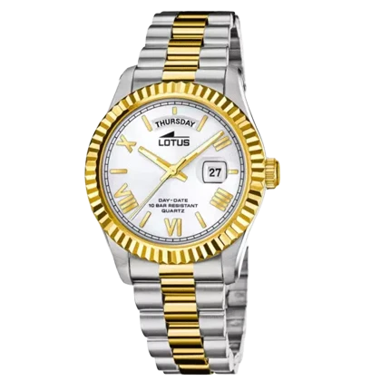 ساعت مچی مردانه لوتوس مدل L18855/1 کلاسیک دو رنگ با نمایشگر کامل تقویم (Day-Date)