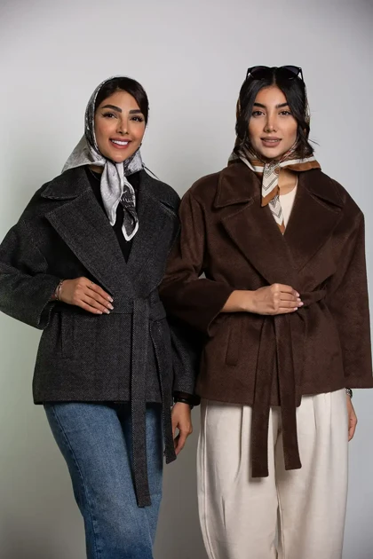 پالتو کت جناقی کمربند دار