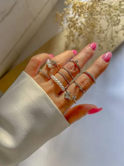 انگشتر پکی پروانه مرواریدی ring pack