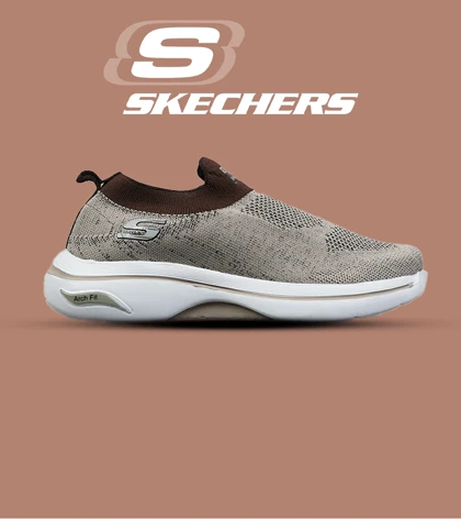 کفش کتانی طبی ورزشی کرم قهوه ای SKECHERS Archfit مدل 8818