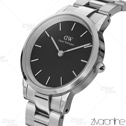ساعت دنیل ولینگتون آیکونیک لینک مردانه سیلور صفحه مشکی 103460