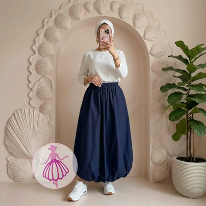 دامن لینن بالونی جیب‌دار بلند در رنگبندی متنوع