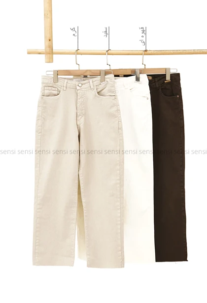 شلوار واید استریت کتان کد1005228