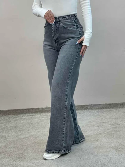 شلوار جین فلربگ طوسی 3896 آمسو