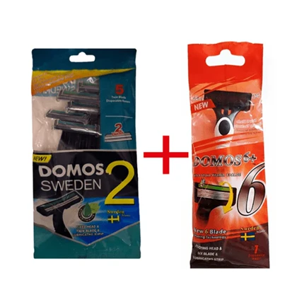 باندل ژیلت 2 لبه DAMOS SWEDEN بسته 5 عددی ژیلت مردانه 6 لبه دوموس مدل 6 بسته 1 عددی