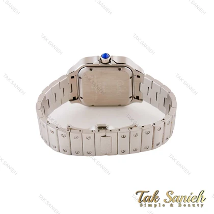 ساعت کارتیر سانتوس مردانه نقره ای صفحه مشکی Cartier-4990-G