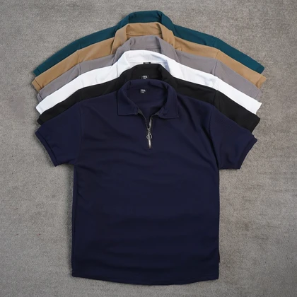 تیشرت مردانه یقه زیپ‌دار سفید مدل Arban