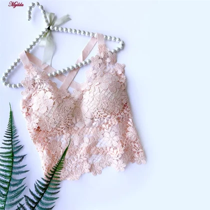 تاپ زنانه ماییلدا مدل گل‌گلی گیپوری کد 5474-1837