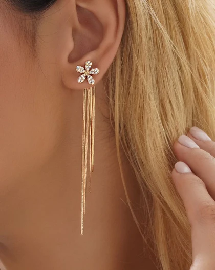 گوشواره میخی آویز فلاور ژوپینگ