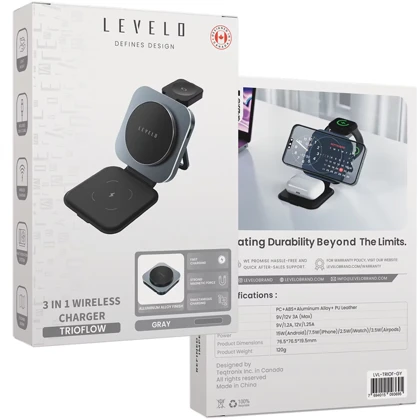 هولدر شارژر وایرلس 15 وات آیفون، ایرپاد، اپل واچ تاشو لولو LVLTF31WCBK
