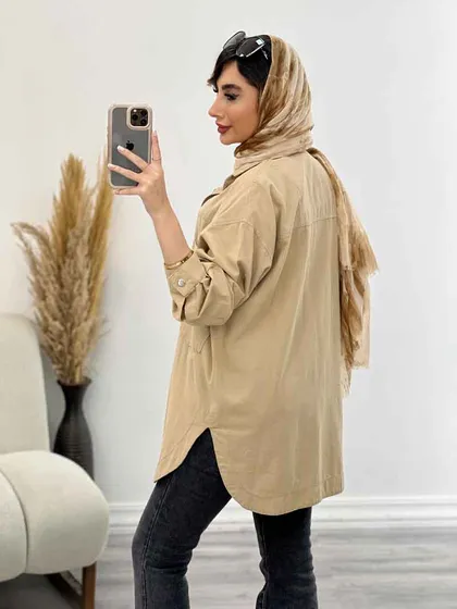 مانتو دکمه مخفی برش‌دار